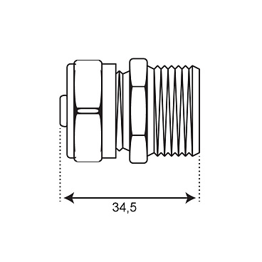 Соединитель прямой 16 обж(ц) х 1/2 НР(ш)