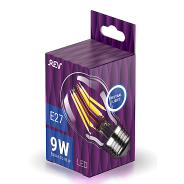 Лампа светодиодная филаментная Rev E27 4000К 9 Вт 900 Лм 220 В груша A60 прозрачная
