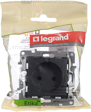 Розетка Legrand Etika встраиваемая антрацит со шторками (672634)