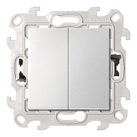 Выключатель Simon 24 Harmonie двухклавишный встраиваемый алюминий (2420398-033)