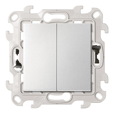 Выключатель Simon 24 Harmonie двухклавишный встраиваемый алюминий (2420398-033)