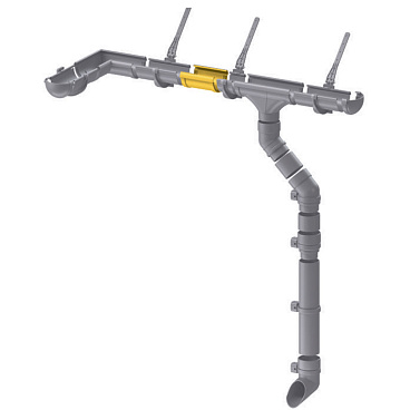 Соединение желоба Docke Premium пластиковое d120 мм каштан RAL 8017