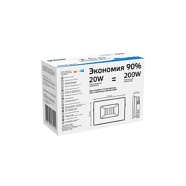 Прожектор светодиодный Gauss Elementary ДО-20 6500К 20 Вт IP65 черный