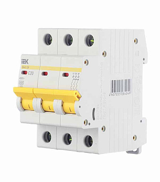 Автоматический выключатель модульный IEK Karat ВА 47-29 3P 20А тип C 4,5 кА 400 В (MVA20-3-020-C)