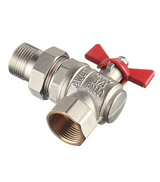 Кран шаровой латунный Valtec Base 3/4 ВР(г) х 3/4 НР(ш) бабочка с полусгоном угловой (VT.228.N.05)