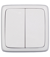 Выключатель Hegel Alfa двухклавишный накладной белый (ВА10-153)