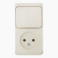 Блок выключатель и розетка Systeme Electric Этюд одноклавишный накладной кремовый (BPA16-204K)