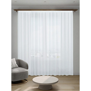 Тюль вуаль белый 500х280 см Decofest Марио с утяжелителем (153.732)