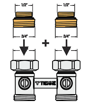 Узел нижнего подключения угловой 3/4 EK х 3/4 EK для радиатора (3390002)