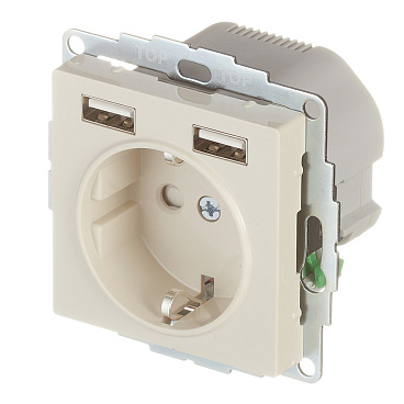 Розетка Systeme Electric AtlasDesign встраиваемая бежевая 2хUSB-А (ATN000230)