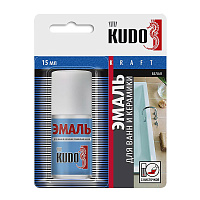 Эмаль для ванн и керамики Kudo Kraft белая с кисточкой глянцевая 15 мл