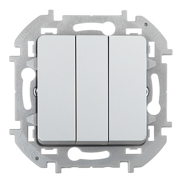 Выключатель Legrand Inspiria трехклавишный встраиваемый алюминий (673642)