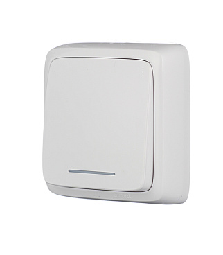 Переключатель Hegel Alfa одноклавишный накладной белый с подсветкой (ВА10-164)