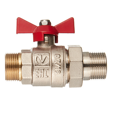 Кран шаровой латунный Valtec Base 3/4 НР(ш) х 3/4 НР(ш) бабочка с полусгоном прямой (VT.226.N.05)