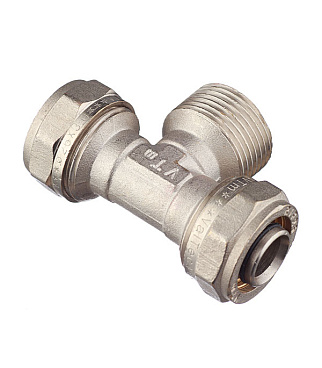 Тройник VALTEC (VTm.333.N.260626) 26 обж(ц) х 1 НР(ш) х 26 обж(ц)