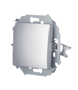 Переключатель Simon 15 одноклавишный встраиваемый алюминий (1591201-033)