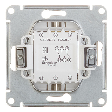 Переключатель Systeme Electric Glossa двухклавишный встраиваемый титан (GSL000465)