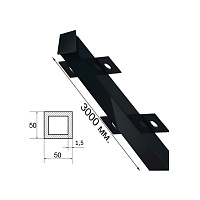 Столб для забора 50х50х1,5 мм 3 м с планками грунт красный