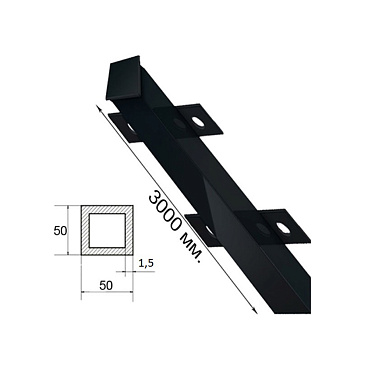 Столб для забора 50х50х1,5 мм 3 м с планками грунт красный