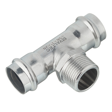 Тройник Valtec (VTi.933.I.280528) 28 мм х 3/4 НР(ш) х 28 мм нержавеющая сталь