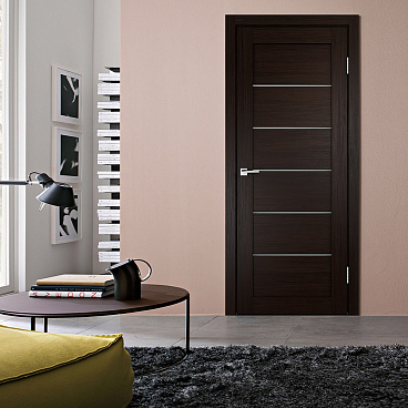 Дверь межкомнатная Vision 900х2000 мм ПВХ венге со стеклом с замком и петлями