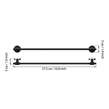 Полотенцедержатель Fora Lord 500 мм на шуруп нержавеющая сталь черный (FOR-LORD002BL)