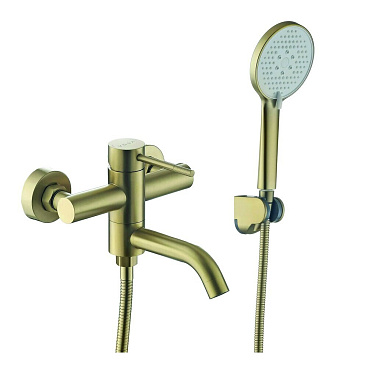 Смеситель для ванны Voda Vessel Gold золото однорычажный с коротким изливом с лейкой (VSL54G)