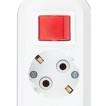 Удлинитель Makel 3 розетки 3 м ПВС 3х1 кв.мм 16 А 2,2 кВт с кнопкой белый (MGP213)