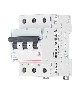 Автоматический выключатель модульный Legrand TX3 3P 20А тип C 6 кА 400 В (404057)