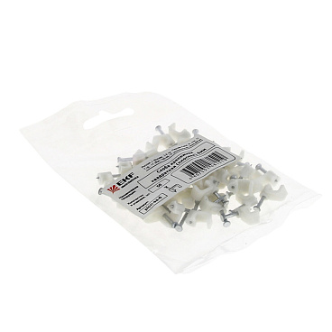 Скобы для крепления кабеля плоские EKF PROxima 6 мм полипропиленовые белые (50 шт.) (plcn-ss-6)