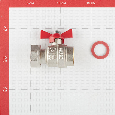 Кран шаровой латунный Valtec 3/4 ВР(г) х 1 ВР(г) проходной бабочка с накидной гайкой прямой (VT.241.N.0506)