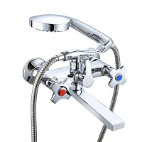 Смеситель для ванны РМС SL хром двухвентильный со средним изливом с лейкой (SL115-142E)