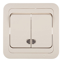 Выключатель Makel Mimoza двухклавишный встраиваемый бежевый с подсветкой (25023)