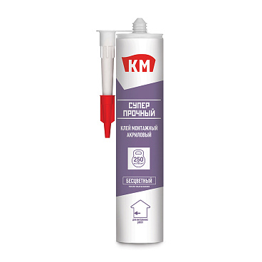 Клей монтажный акриловый КМ Суперпрочный бесцветный 280 мл