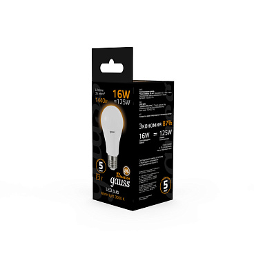 Лампа светодиодная Gauss E27 3000К 16 Вт 1440 Лм 175-240 В груша тонированная