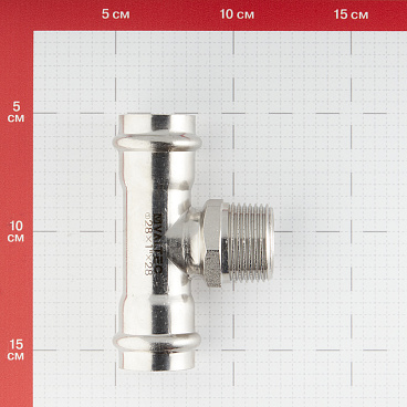 Тройник Valtec (VTi.933.I.280528) 28 мм х 3/4 НР(ш) х 28 мм нержавеющая сталь