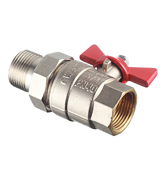 Кран шаровой латунный Valtec Base 3/4 ВР(г) х 3/4 НР(ш) бабочка с полусгоном прямой (VT.227.N.05)