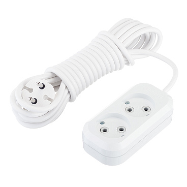 Удлинитель Makel 2 розетки 5 м ПВС 2х0,75 кв.мм 10 А 2,2 кВт белый (MGP104)