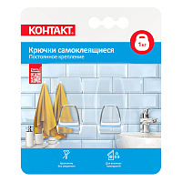 Крючок Контакт самоклеящийся прозрачный (2 шт.) (24798)
