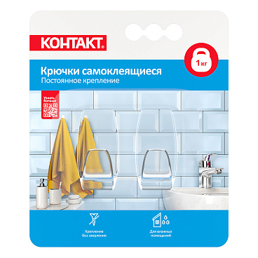 Крючок Контакт самоклеящийся прозрачный (2 шт.) (24798)