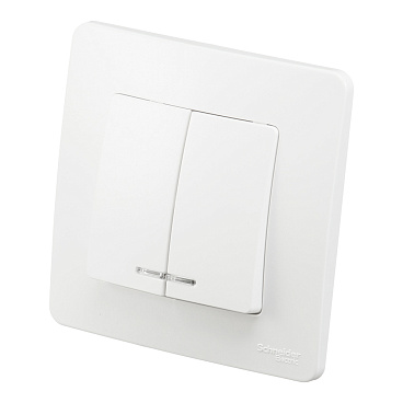 Выключатель Systeme Electric Blanca двухклавишный встраиваемый белый с подсветкой (BLNVS010511)