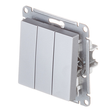 Выключатель Systeme Electric AtlasDesign трехклавишный встраиваемый алюминий (ATN000331)