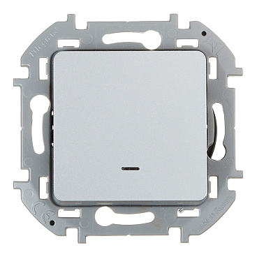 Выключатель Legrand Inspiria одноклавишный встраиваемый алюминий с подсветкой (673612)