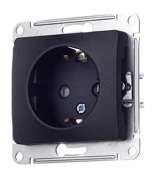 Розетка Systeme Electric Glossa встраиваемая антрацит со шторками (GSL000745)