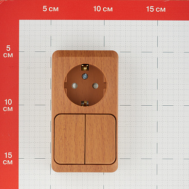 Блок выключатель и розетка Systeme Electric Этюд двухклавишный накладной бук (BPA16-202T)