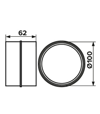 Соединитель для круглых воздуховодов ERA пластиковый d100 мм