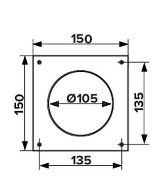 Накладка для круглых воздуховодов настенная Era пластиковая 150х150 мм d100 мм