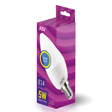Лампа светодиодная Rev E14  2700К 5 Вт 400 Лм 180-240 В свеча матовая