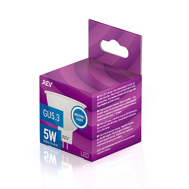 Лампа светодиодная Rev GU5.3 4000К 5 Вт 400 Лм 180-240 В рефлектор MR16 прозрачная