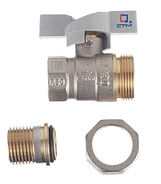 Кран шаровой латунный СТМ 1/2 ВР(г) х 1/2 НР(ш) бабочка с полусгоном прямой